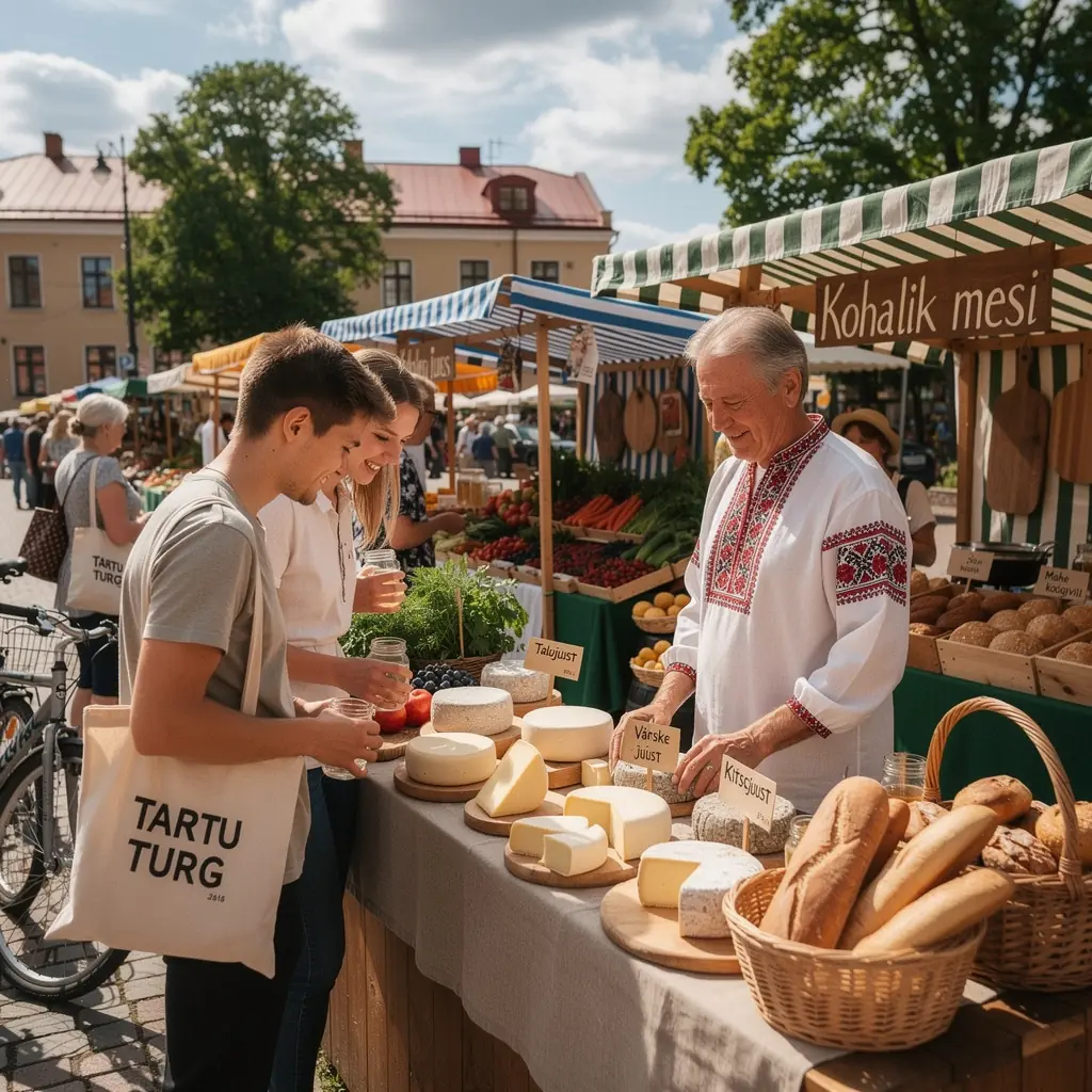 Looduslik järv, mille ääres inimesed lõõgastuvad ja piknikut peavad.