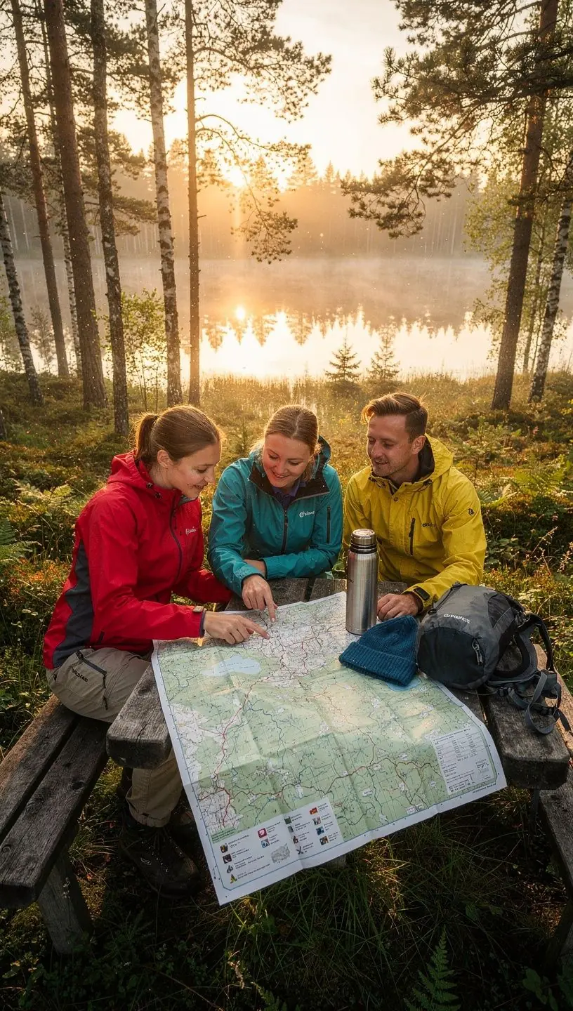 Selged ja detailne marsruudikaart, mis näitab populaarseid matkaradu.